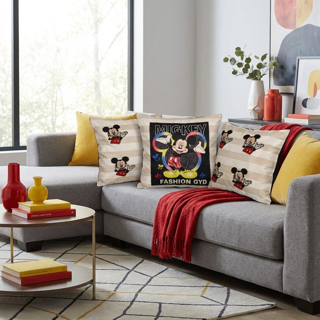 Mehrify Printed Kaddar Cushion Cover Set of 3  Decorative Sofa Cushions (16×16)