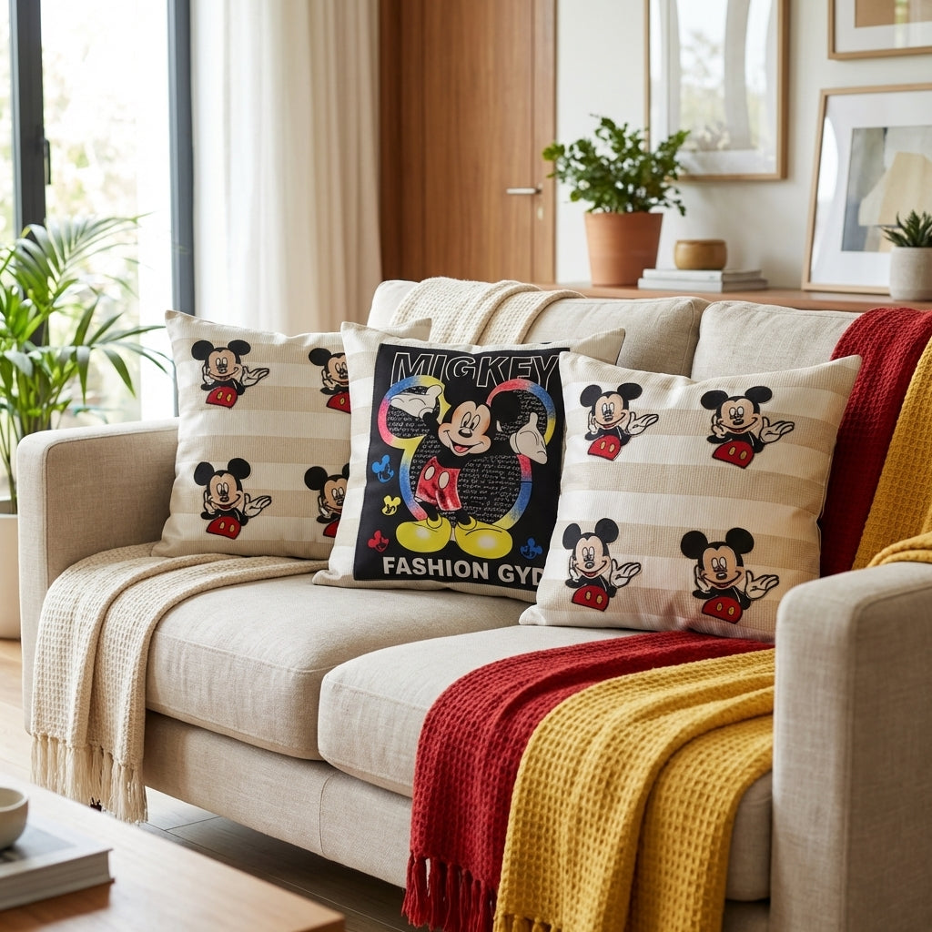 Mehrify Printed Kaddar Cushion Cover Set of 3  Decorative Sofa Cushions (16×16)