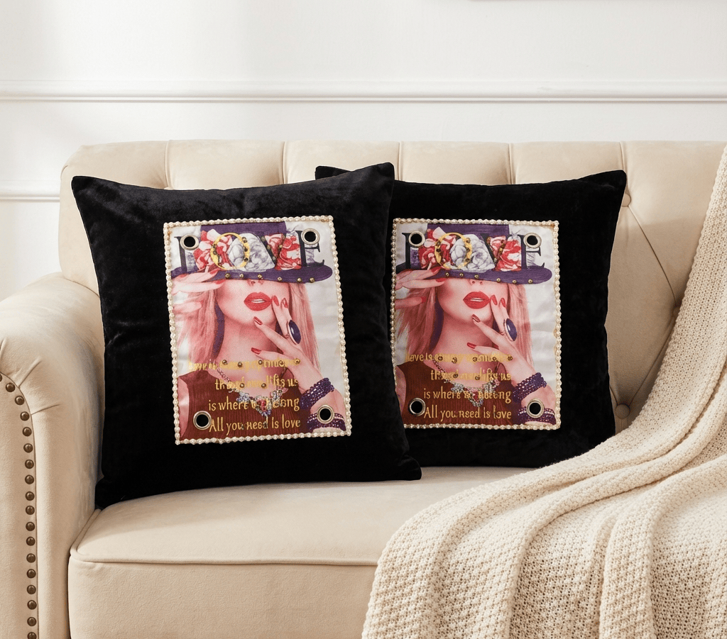 Mehrify Artistic Velvet Cushion Cover – 16×16 Inch | Statement Home Décor