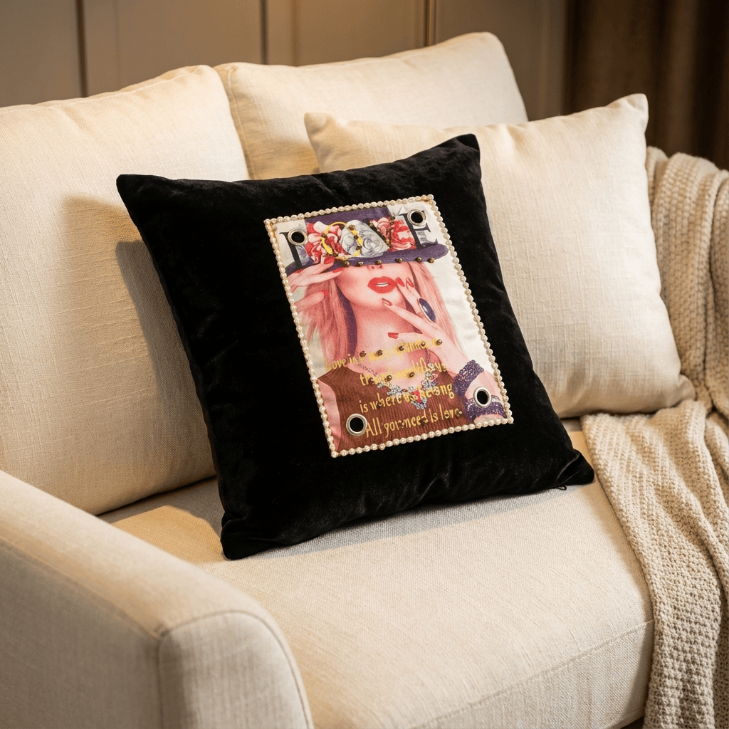 Mehrify Artistic Velvet Cushion Cover – 16×16 Inch | Statement Home Décor