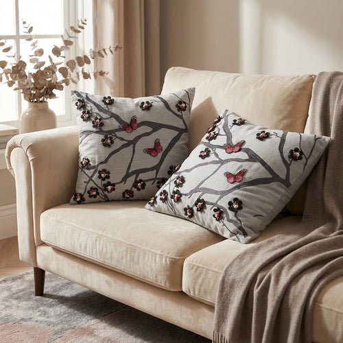 Elegant Floral Cushion Covers Set of 4 – 16×16 Inch Sofa Décor