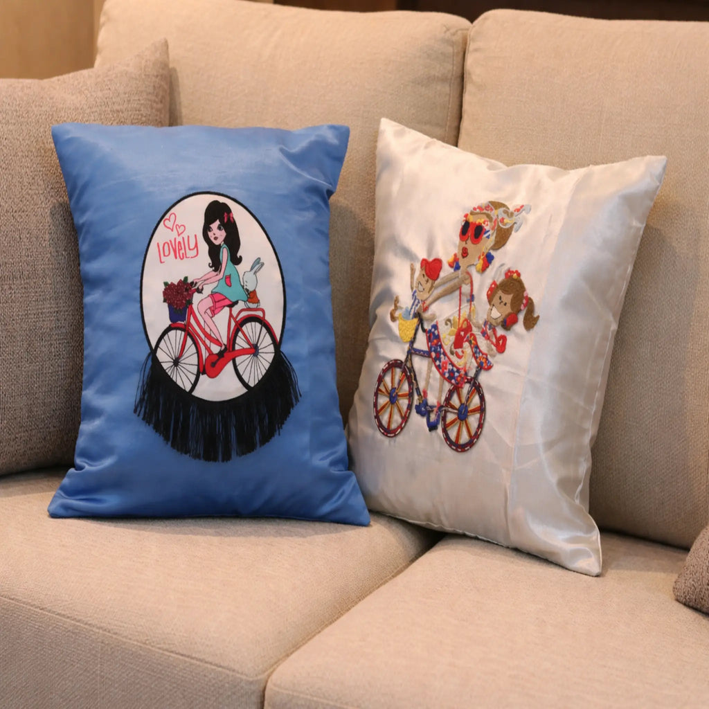 Luxury Silk Embroidered Cushion Covers – Set of 2
