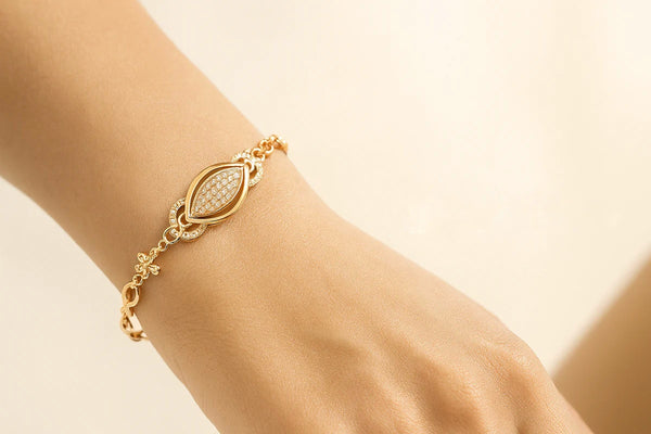 Mehrify Signature Gold Leaf Crystal Bracelet – Elegant Women’s Jewelry