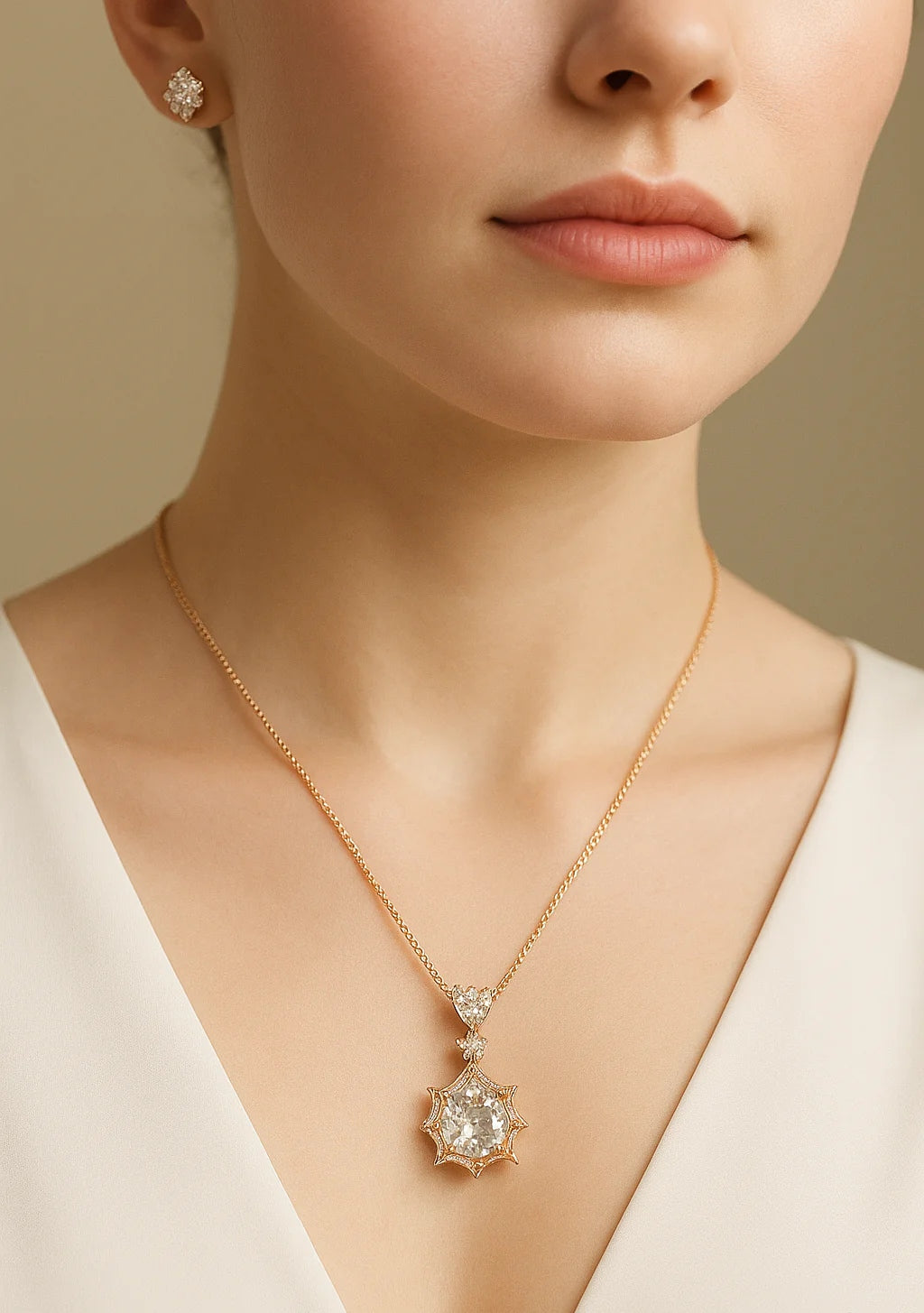 Mehrify Signature Crystal Solitaire Jewelry Set – Necklace & Earrings