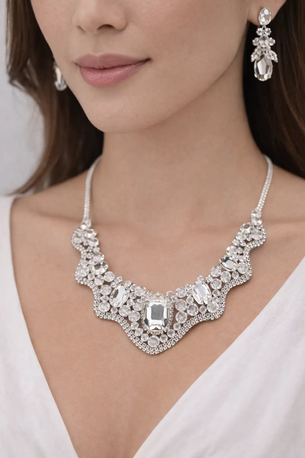 Luxury Crystal Statement Necklace Set for Women | Bridal & Formal Jewelry