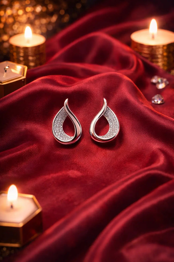 Mehrify Gold Teardrop Crystal Stud Earrings – Elegant Everyday Luxury Earrings for Women