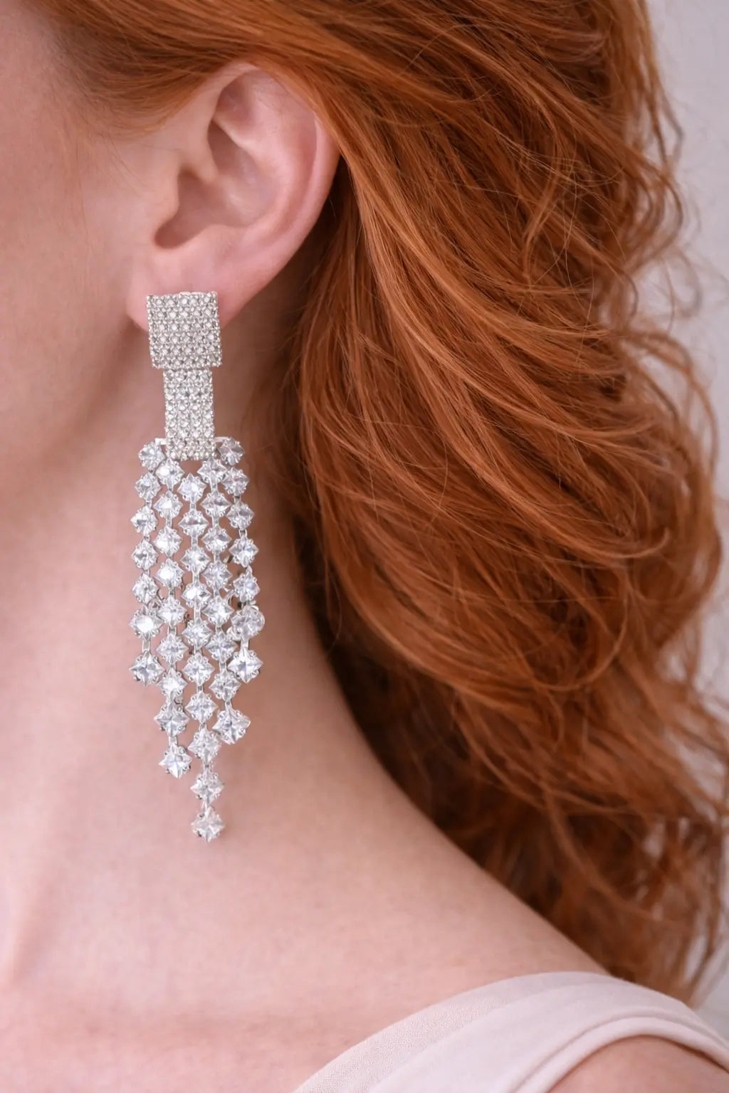 Mehrify Crystal Cascade Drop Earrings – Luxury Long Rhinestone Statement Earrings for Women