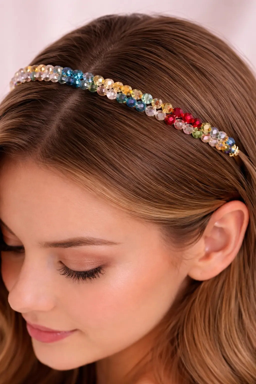 Mehrify Multicolor Crystal Hair Band for Women | Elegant Party & Bridal Headband