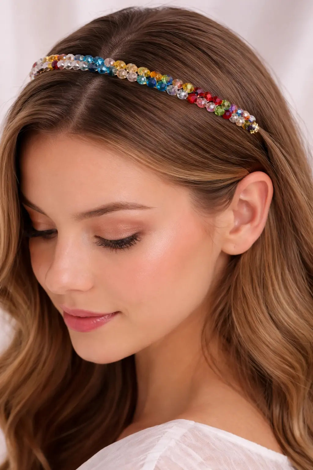 Mehrify Multicolor Crystal Hair Band for Women | Elegant Party & Bridal Headband