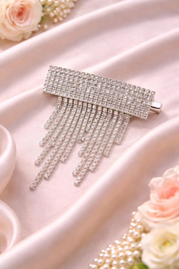 Mehrify Crystal Fringe Hair Clip – Luxury Rhinestone Bridal Hair Accessory
