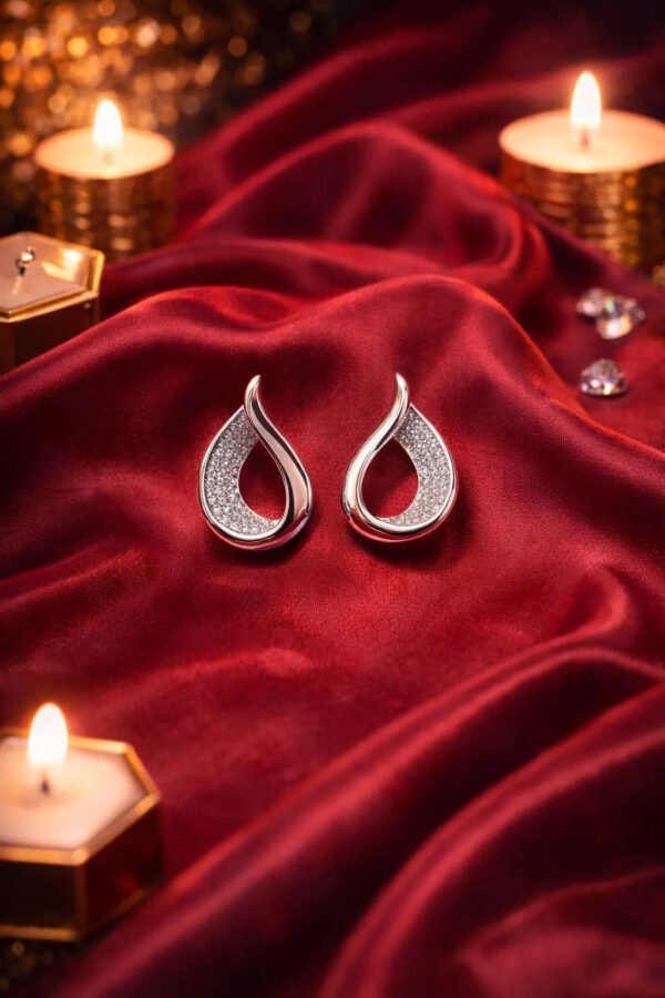Zeneefa Elegant Teardrop Crystal Stud Earrings for Women | Minimal Luxury Jewelry